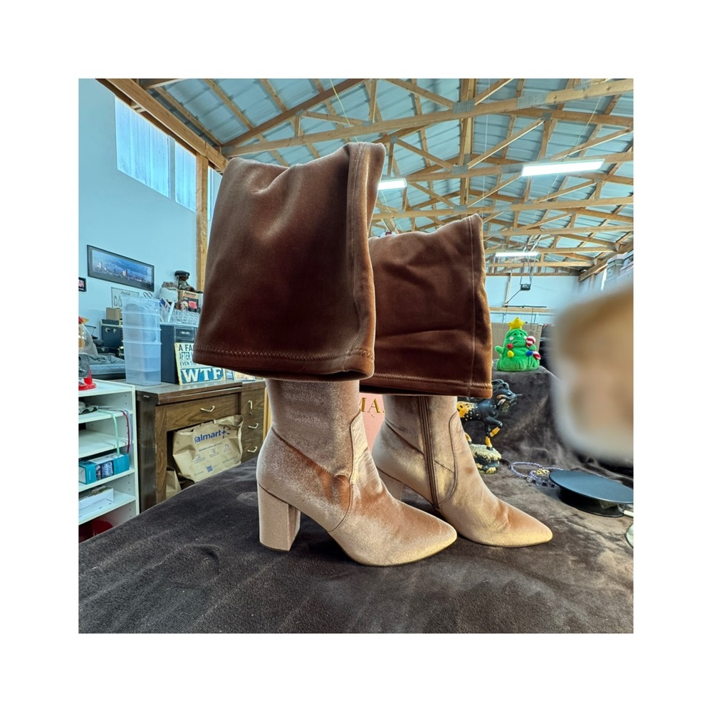 Smash Brown Velvet Over the knee Boots size 10